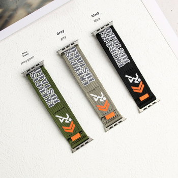 Λουράκι Apple Watch από νάιλον με εκτύπωση σε αθλητικό στυλ, κλιπ Velcro, συμβατό με S11/10/Ultra3