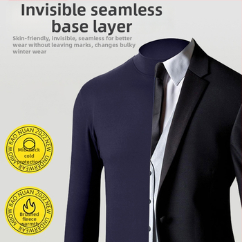 Muški termalni set s flis podlogom, dugi rukavi i hlače, polu-viši ovratnik, poliester, srednja debljina (181–200 g/m²)