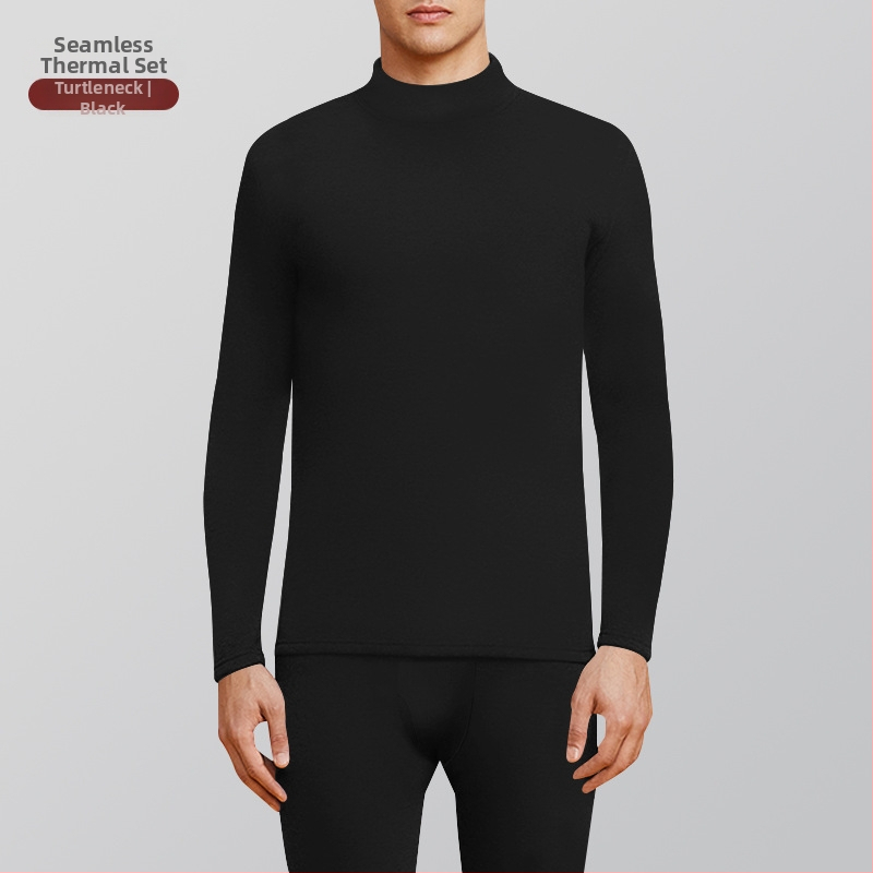 Muški termalni set s flis podlogom, dugi rukavi i hlače, polu-viši ovratnik, poliester, srednja debljina (181–200 g/m²)