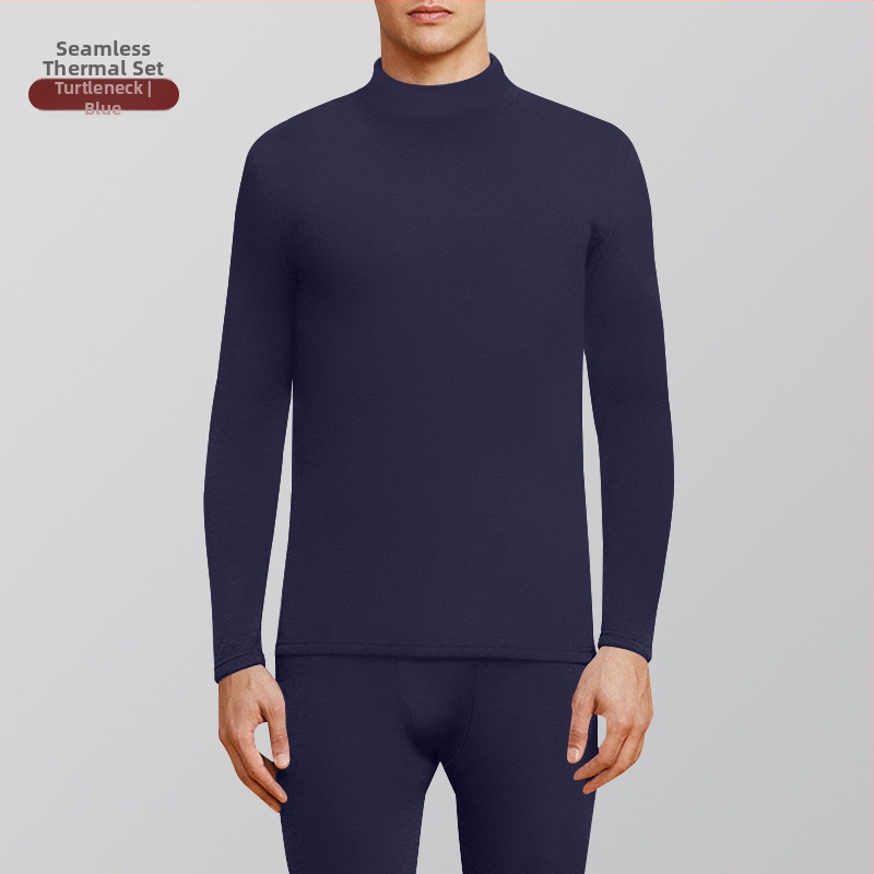 Muški termalni set s flis podlogom, dugi rukavi i hlače, polu-viši ovratnik, poliester, srednja debljina (181–200 g/m²)