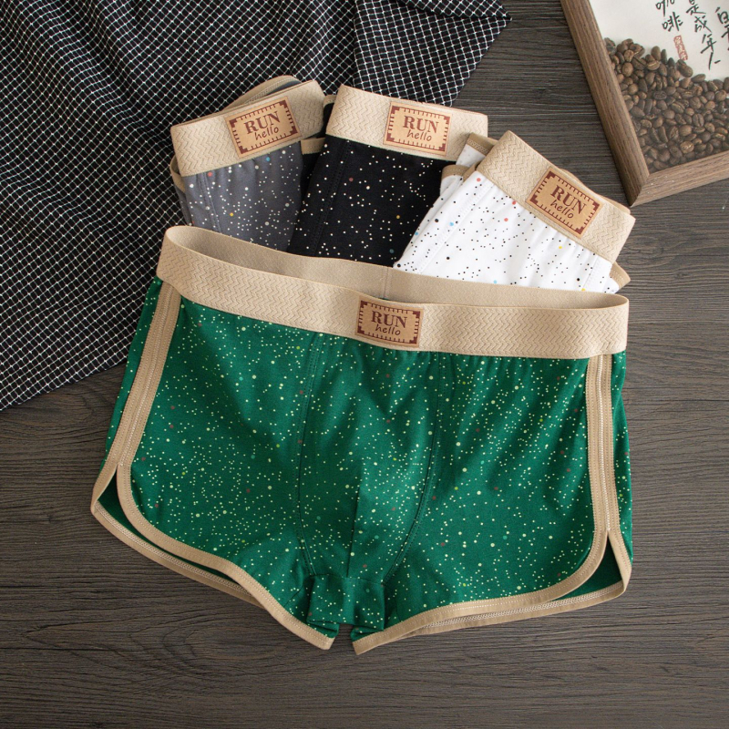 Muške pamučne gaćice, srednji pojas, slobodan kroj, prozračan, uzorak Zvjezdano nebo, tkana tkanina, 90–95% pamuka