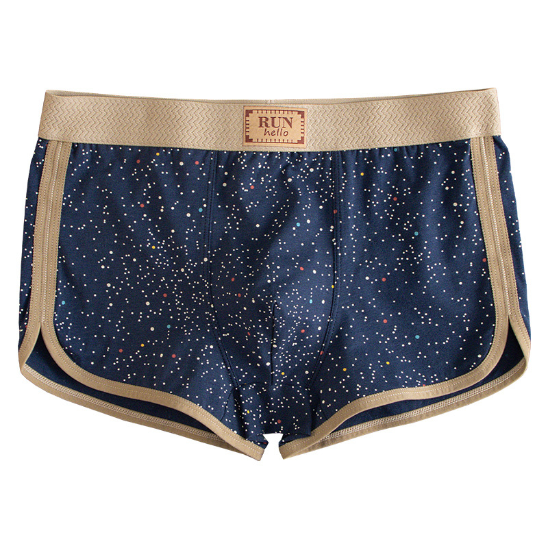 Muške pamučne gaćice, srednji pojas, slobodan kroj, prozračan, uzorak Zvjezdano nebo, tkana tkanina, 90–95% pamuka