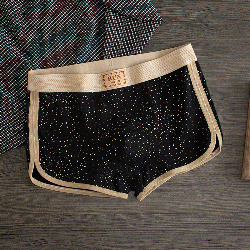 Muške pamučne gaćice, srednji pojas, slobodan kroj, prozračan, uzorak Zvjezdano nebo, tkana tkanina, 90–95% pamuka