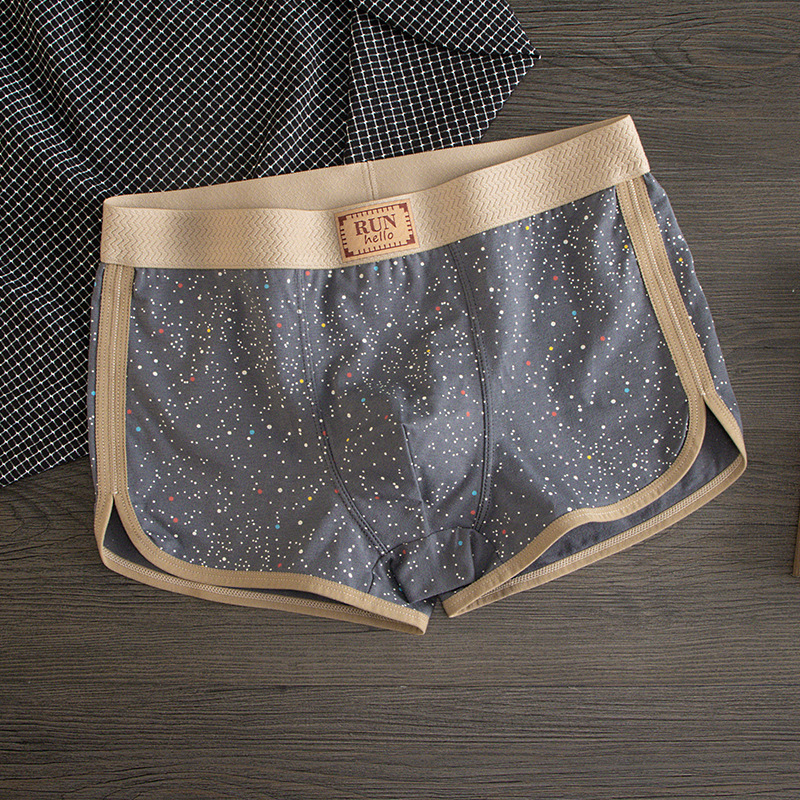 Muške pamučne gaćice, srednji pojas, slobodan kroj, prozračan, uzorak Zvjezdano nebo, tkana tkanina, 90–95% pamuka