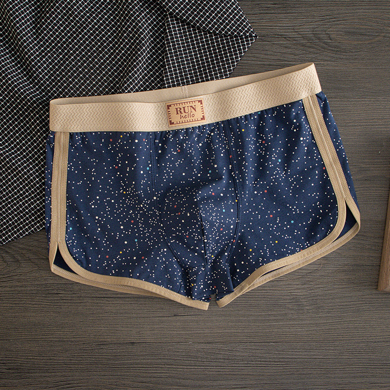 Muške pamučne gaćice, srednji pojas, slobodan kroj, prozračan, uzorak Zvjezdano nebo, tkana tkanina, 90–95% pamuka