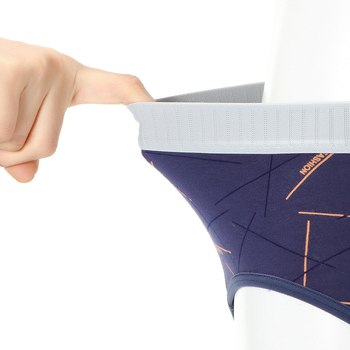 Muške pamučne gaćice srednjeg struka s otiskom – prozračne, antibakterijske, pletene gaćice; glavni materijal 95–100% pamuk, podstava preklopa 80–90% regenerirane celuloze