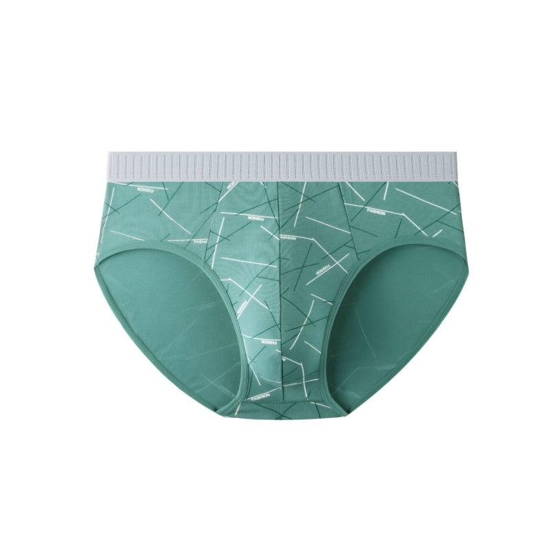 Muške pamučne gaćice srednjeg struka s otiskom – prozračne, antibakterijske, pletene gaćice; glavni materijal 95–100% pamuk, podstava preklopa 80–90% regenerirane celuloze