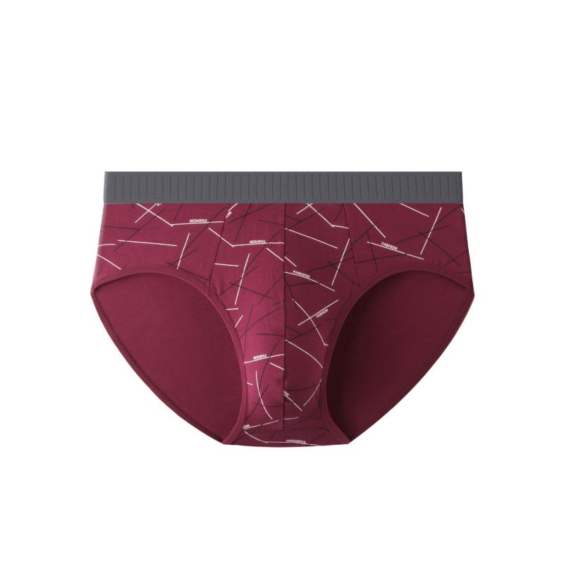 Muške pamučne gaćice srednjeg struka s otiskom – prozračne, antibakterijske, pletene gaćice; glavni materijal 95–100% pamuk, podstava preklopa 80–90% regenerirane celuloze