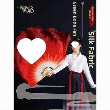 Фен за танц, изкуствена коприна, Yangko стил, двустранен, класически танцов фен за квадратен танц