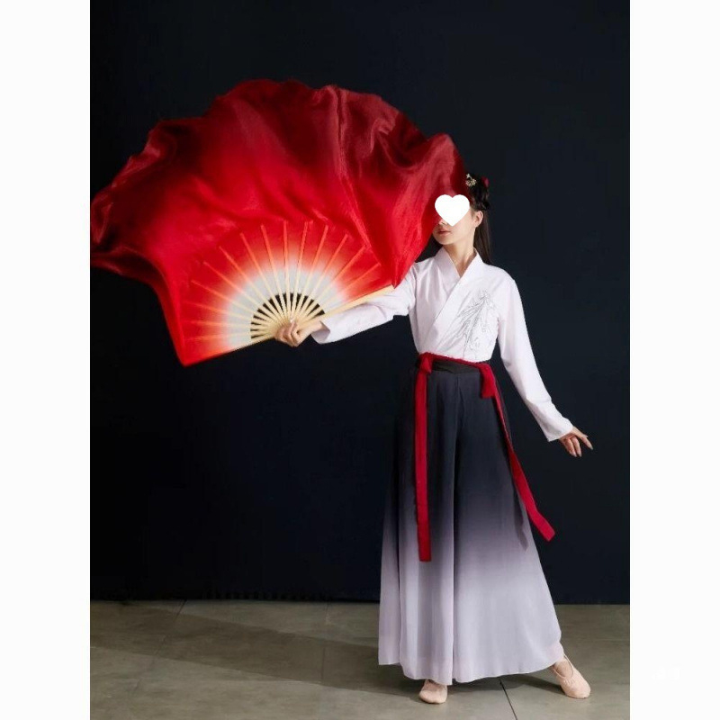 Фен за танц, изкуствена коприна, Yangko стил, двустранен, класически танцов фен за квадратен танц