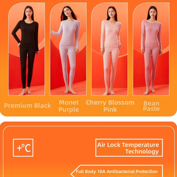 Ženski termalni komplet s kapuljačom, okruglim izrezom i dugim rukavima; izuzetno debela poliester tkanina za toplinu i anti-pilling.