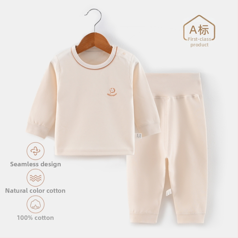 Vaikų dviejų dalių namų drabužių komplektas su aukštu liemeniu, 100% medvilnė, 200 g/m², vieno sluoksnio, skirta 1–3 metų