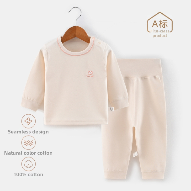 Vaikų dviejų dalių namų drabužių komplektas su aukštu liemeniu, 100% medvilnė, 200 g/m², vieno sluoksnio, skirta 1–3 metų