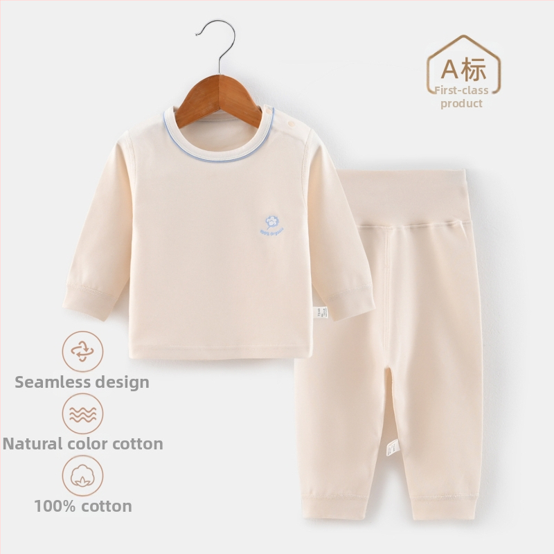 Vaikų dviejų dalių namų drabužių komplektas su aukštu liemeniu, 100% medvilnė, 200 g/m², vieno sluoksnio, skirta 1–3 metų