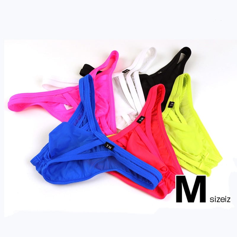 Мъжки слипове с ниска талия, прозрачно платно и U-образен джоб, найлон, дишащи, плетени