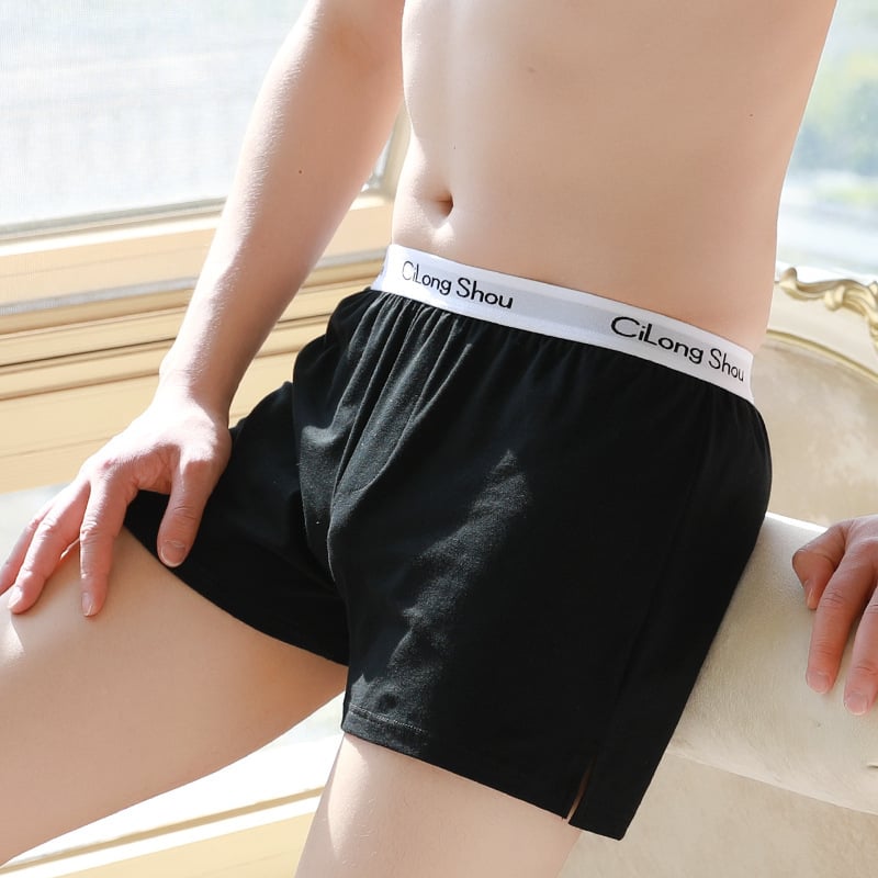 Férfi pamut boxer brief, középmagasságú derék, lélegző és sportos, kötött anyag, 95–100% pamut