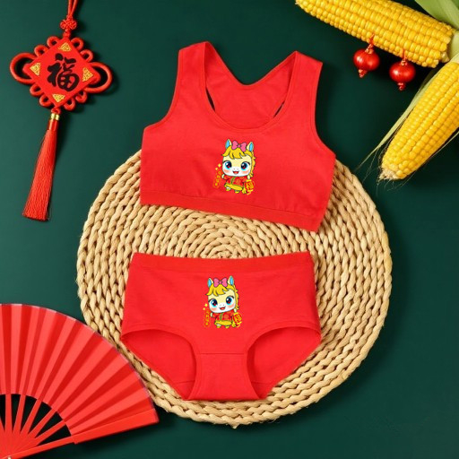 Fiatal lányoknak szóló pamutból készült fehérneműkészlet, teljes kosár, vékony formázott kosár, mellény-stílusú melltartó, merev vállpántok