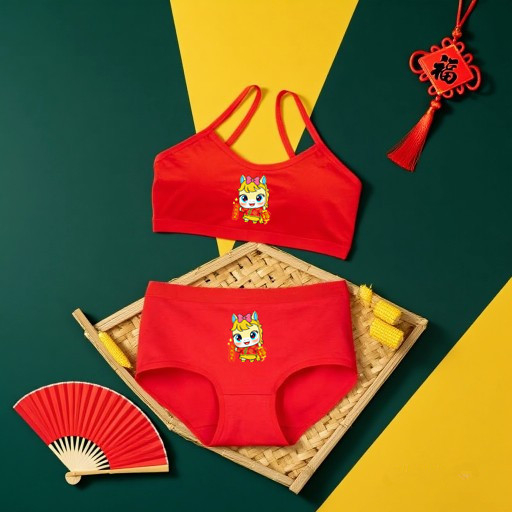 Fiatal lányoknak szóló pamutból készült fehérneműkészlet, teljes kosár, vékony formázott kosár, mellény-stílusú melltartó, merev vállpántok