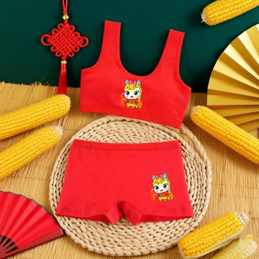 Fiatal lányoknak szóló pamutból készült fehérneműkészlet, teljes kosár, vékony formázott kosár, mellény-stílusú melltartó, merev vállpántok