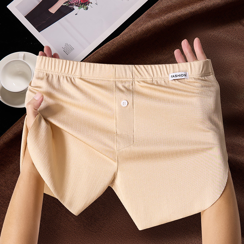 Muške gaće od najlona Ice-Silk s ribastim pletivom, antibakterijska podstava u preponama, srednji struk, 41-50D