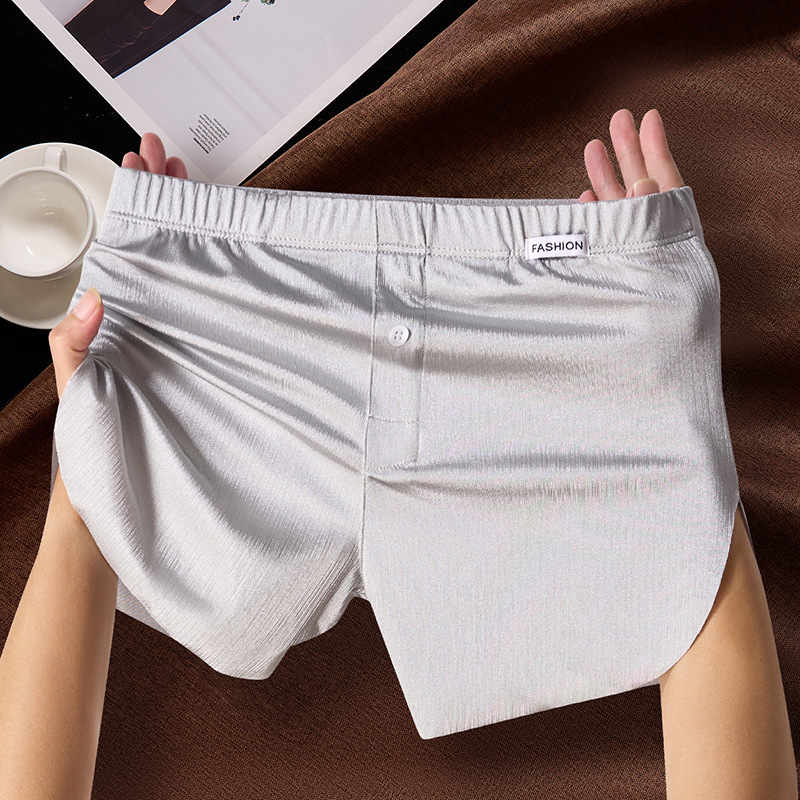 Muške gaće od najlona Ice-Silk s ribastim pletivom, antibakterijska podstava u preponama, srednji struk, 41-50D