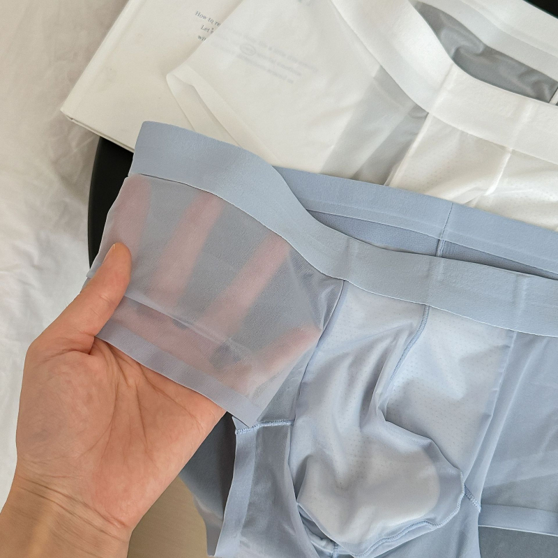 1003# Muške gaćice od ice silk-a, tanke i prozračne, s odvojenim džepom – ultra tanke, opuštenog kroja