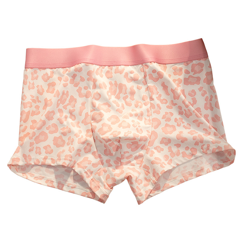 Set za par leopard uzorak od ice silk, kratke pidžame šorcevi, srednji struk, prozračan, antibakterijski, pleteni od najlona
