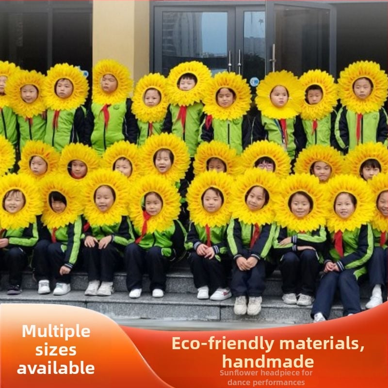 Слънчогледова украса за глава за деца – за изпълнения и танци, сценичен вход (лято 2021)