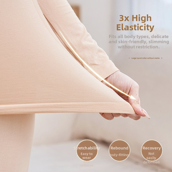 Női viszkóz termoszett testformázó és meleg, seamless pulóver felső kerek nyakkal, nehéz anyag