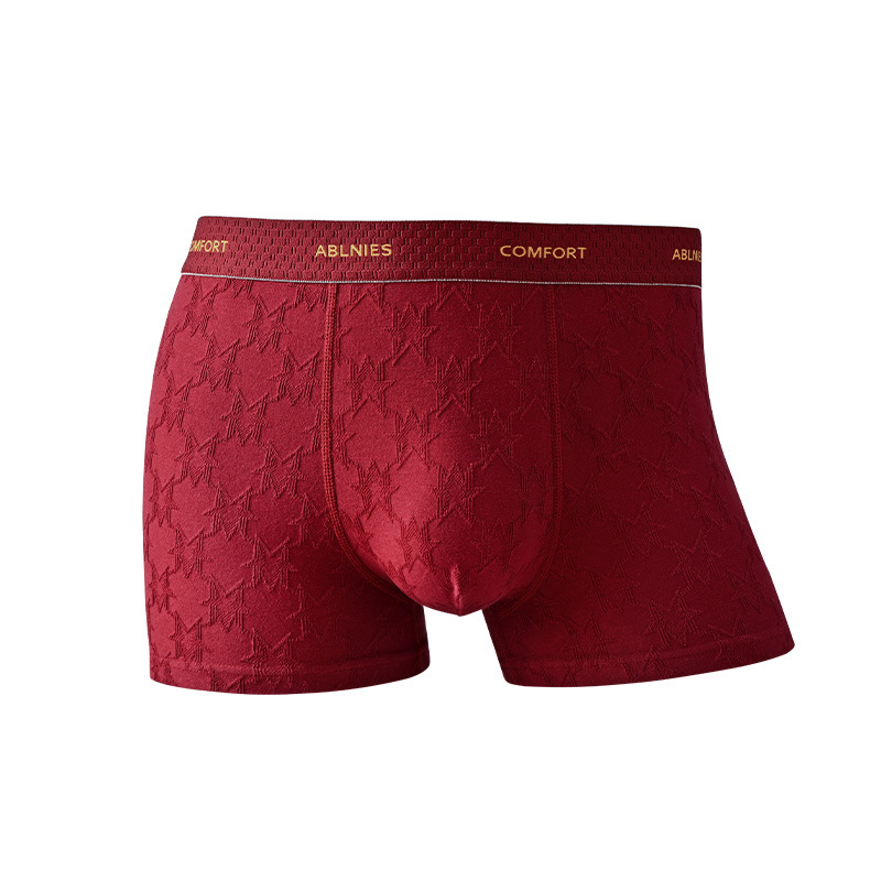 Muške bokserice od pamuka, prozračne i antibakterijske, srednji pojas, uzorak teksta