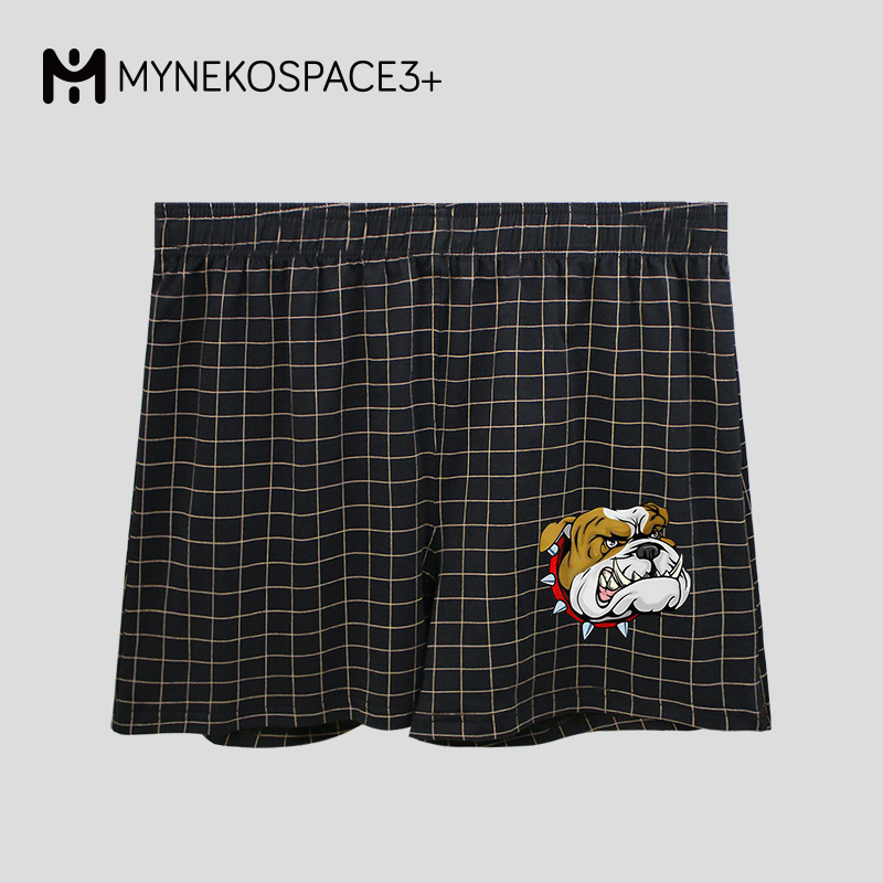 Ανδρικά μποξέρ από βαμβάκι με χαλαρή γραμμή, τύπωμα σκύλου, αναπνεύσιμο πλεκτό ύφασμα, μεσαία μέση