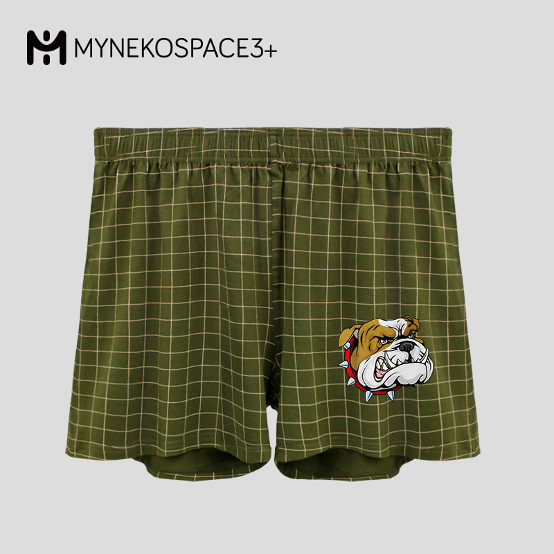 Ανδρικά μποξέρ από βαμβάκι με χαλαρή γραμμή, τύπωμα σκύλου, αναπνεύσιμο πλεκτό ύφασμα, μεσαία μέση