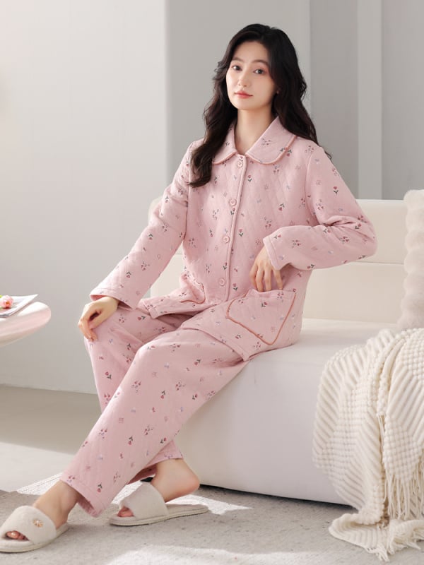 Odeća od flanelne tkanine, 100% pamuk, ekstra debeli, ovratnik s reverom, dugi rukavi, hlače