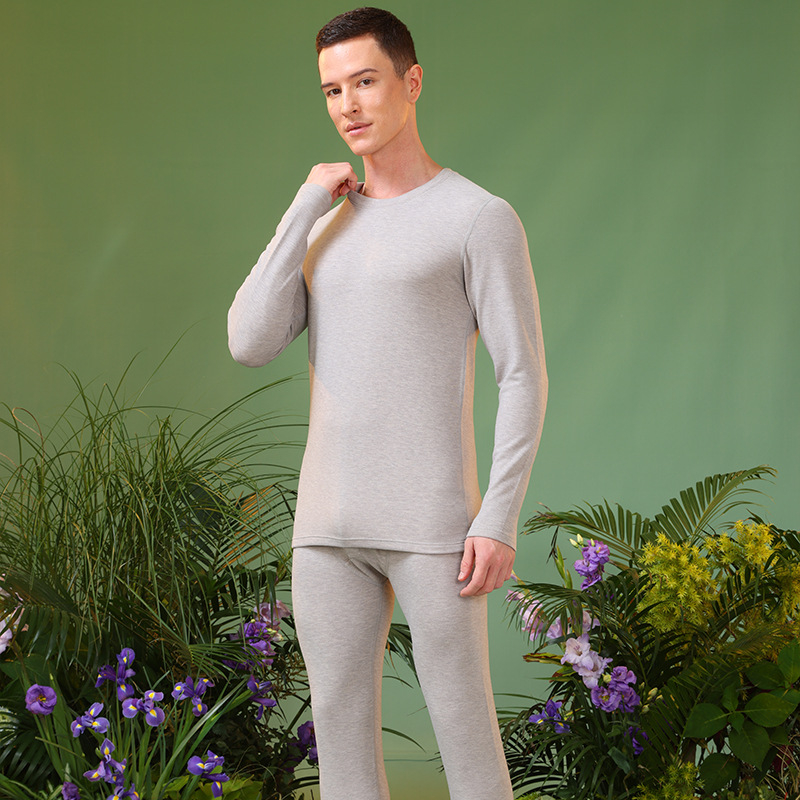Muški termalni set donjeg rublja - mink velvet silk tkanina, poliester glavna tkanina, ekstra debela 301–350 g/m2, gornji dio Skin-base sloja, okrugli ovratnik, oblikuje tijelo i održava toplinu