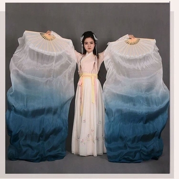 Hosszú selyem táncfán klasszikus tánchoz, tinta stílusú dizájnnal (Márka: Other; Célcsoport: felnőttek; Megjelenés: 2024 tavasz)