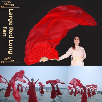 Копринен танцов фен, китайски стил, дълъг дизайн, античен стил, лято 2021