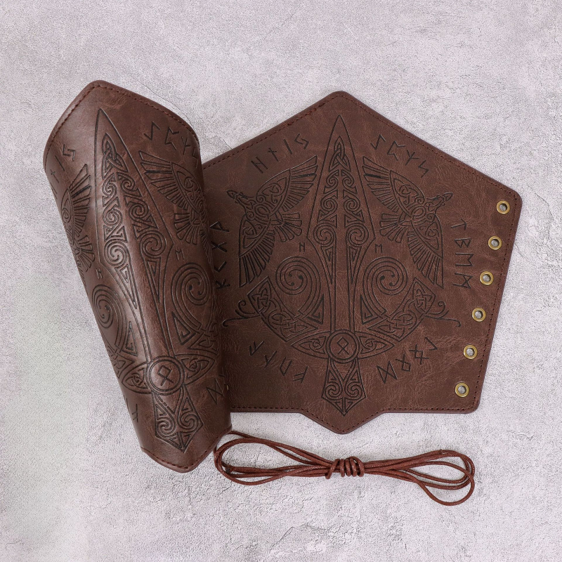 Srednjovjekovne retro reljefne zaštitne narukvice za zglobove za cosplay – viteška ručna obrana, PU koža + metalni dodaci, odrasli, ljeto 2025