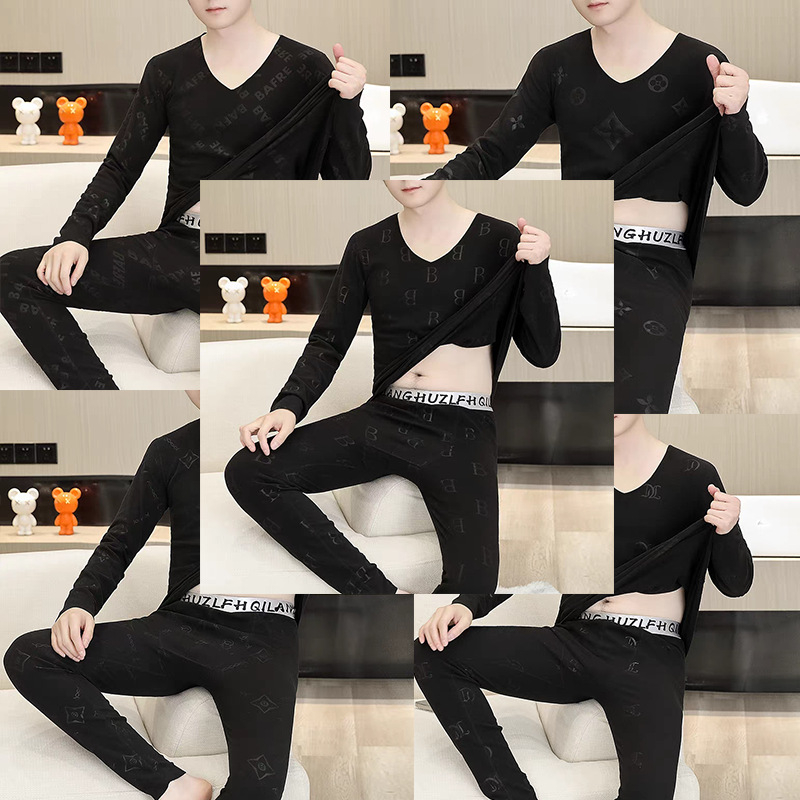 Muški termalni set donjeg i gornjeg rublja - prilagođen, uski kroj, bez šavova, nizak izrez (low-neck) (92% poliestera; gustoća tkiva 161–180 g/m²; prozračan; zadržava toplinu)