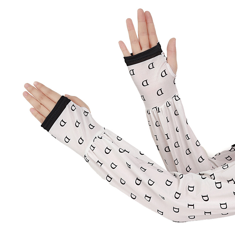 Ženske rukave od Ice Silk – labave, prozračne, uzorak s slovima i prugom, poliester + modal vlakna