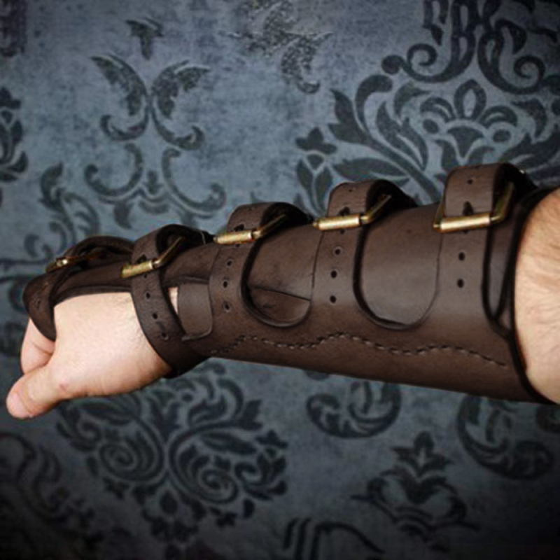 PU kožni zaštitnik zapešća — srednjovjekovni vitez, rock-punk dizajn s nitima, za fotografiju
