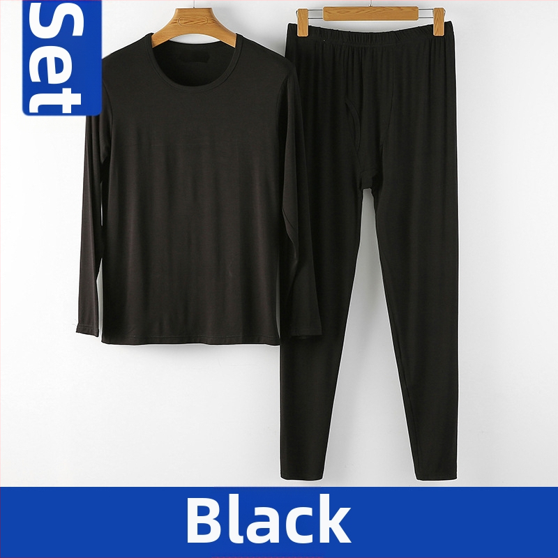 Pánsky viskozný teplý spodný set, hrubšia tkanina, okrúhly výstrih, štíhly strih, 95% viskóza, 5% elastán, hustota tkaniny 181-200 g/m²