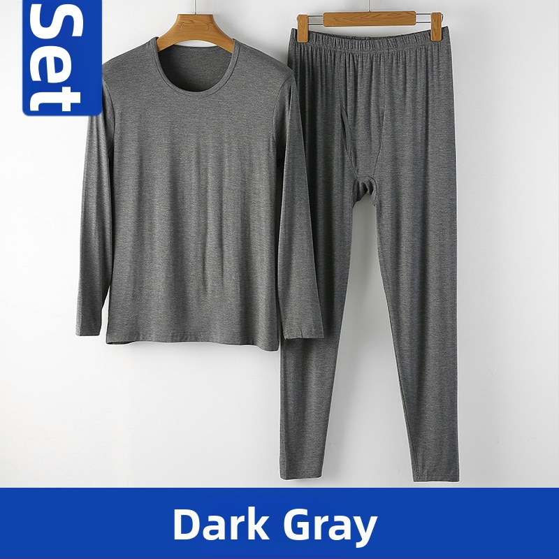Pánsky viskozný teplý spodný set, hrubšia tkanina, okrúhly výstrih, štíhly strih, 95% viskóza, 5% elastán, hustota tkaniny 181-200 g/m²