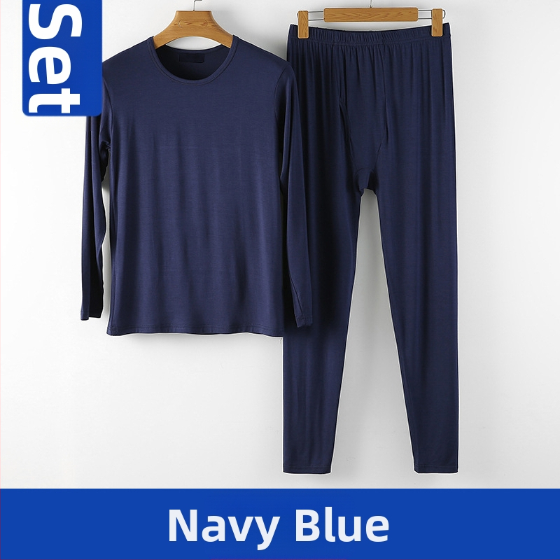 Pánsky viskozný teplý spodný set, hrubšia tkanina, okrúhly výstrih, štíhly strih, 95% viskóza, 5% elastán, hustota tkaniny 181-200 g/m²