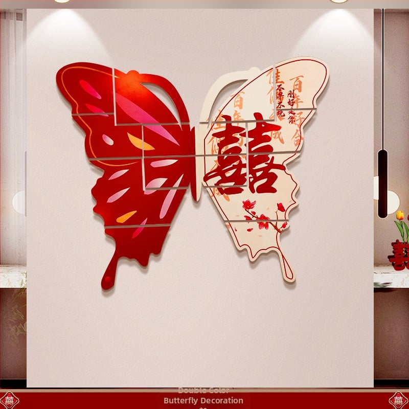 Vestuvinis fotografijos fonas su drugeliais - popierius, kaspėlė, rekvizitas vestuvėms vietos išdėstymui