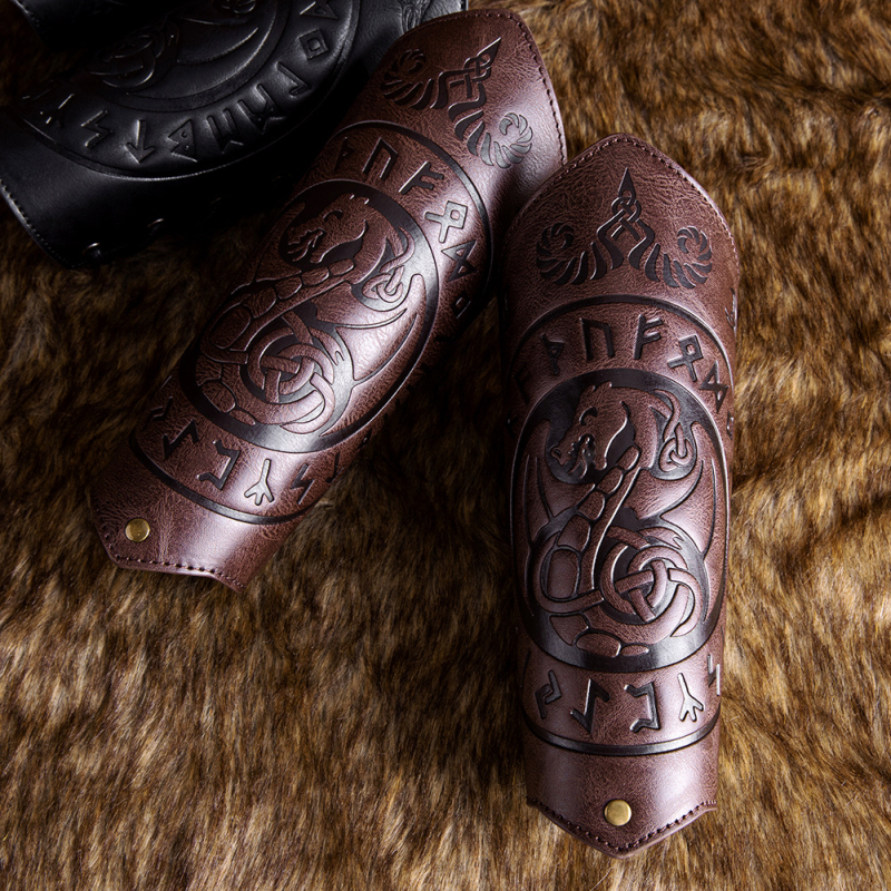 Gear Duke Srednjovjekovni vikingski reljefni narukvica za zglob, muški retro cosplay rekvizit, jesen 2024