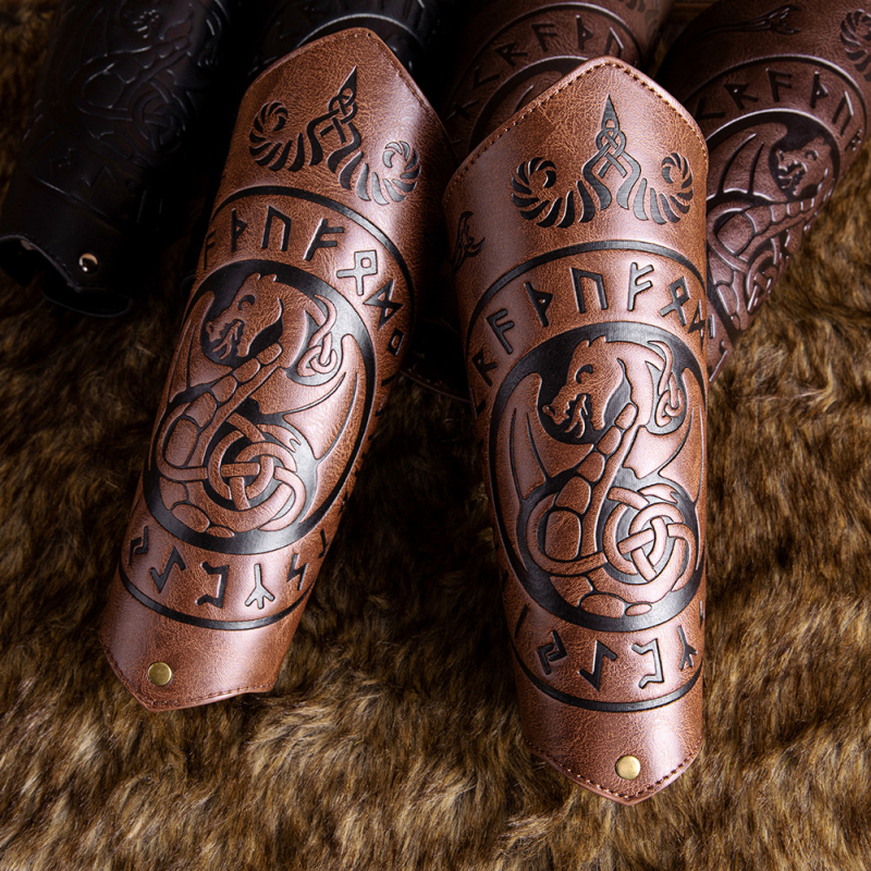 Gear Duke Srednjovjekovni vikingski reljefni narukvica za zglob, muški retro cosplay rekvizit, jesen 2024