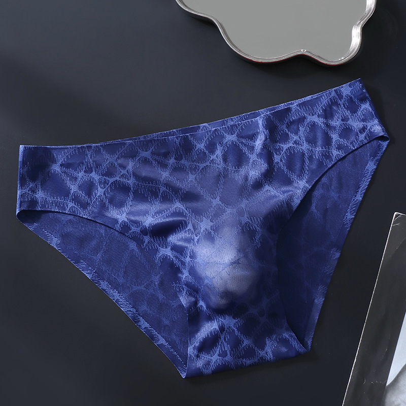 Muške gaćice od laganog luksuznog satenastog materijala, ice silk, seksi mekana čipka, 3D konturirana prednja zona, jednostruko prozirne