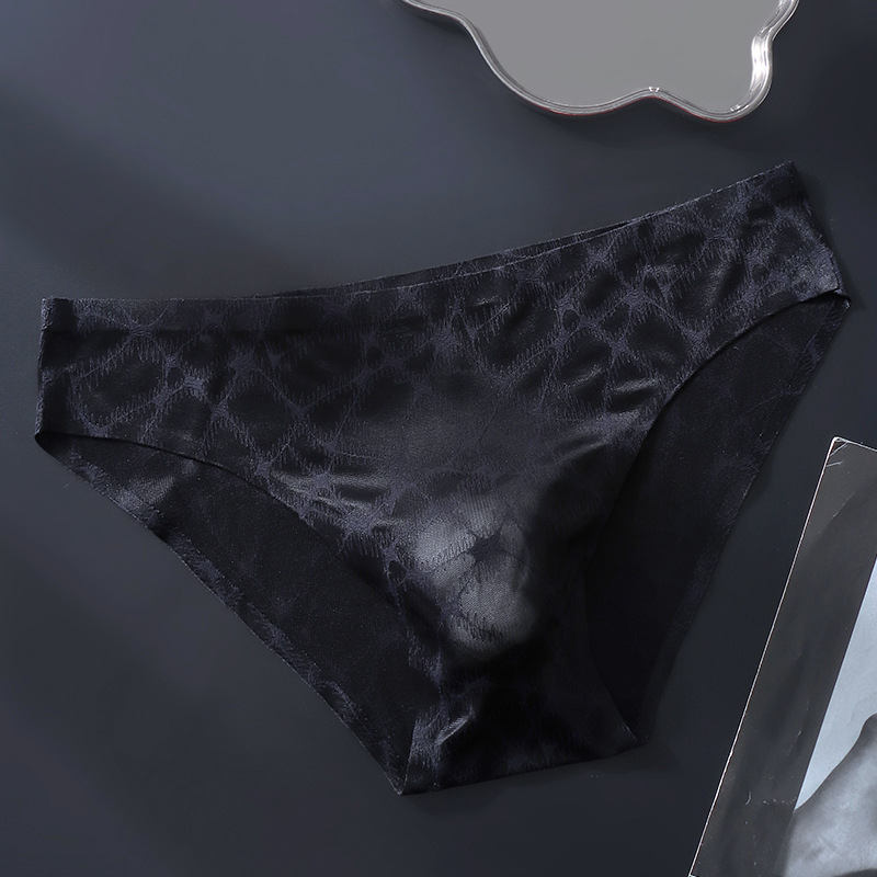 Muške gaćice od laganog luksuznog satenastog materijala, ice silk, seksi mekana čipka, 3D konturirana prednja zona, jednostruko prozirne