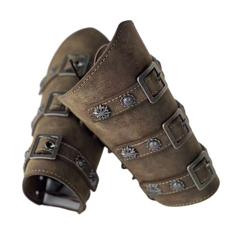 Regulirane zaštitne narukvice za zapešće s tri trake, srednjovekovni europski stil, dodatak za kostim viteza, cosplay, PU materijal, 100 g, proljeće 2025 izdanje