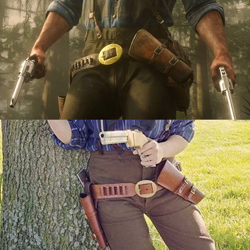 Arthur cosplay dodaci za kostim: Western denim pojas za pištolju za odrasle (Ljeto 2024, Marka: Other, Kategorija opskrbe: Spot)